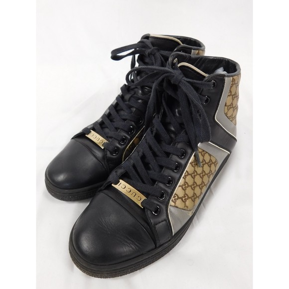 GUCCI MONOGRAM LEATHER HIGH TOP SNEAKERS SZ 36 - Picture 11 of 13